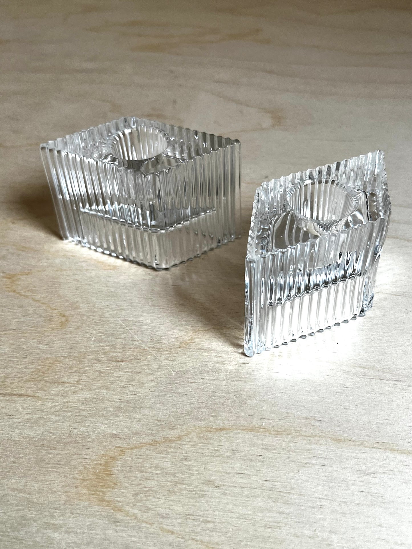 1984 Avon Gallery Originals Crystal Ribbed Taper Candle Holders | Set of 2