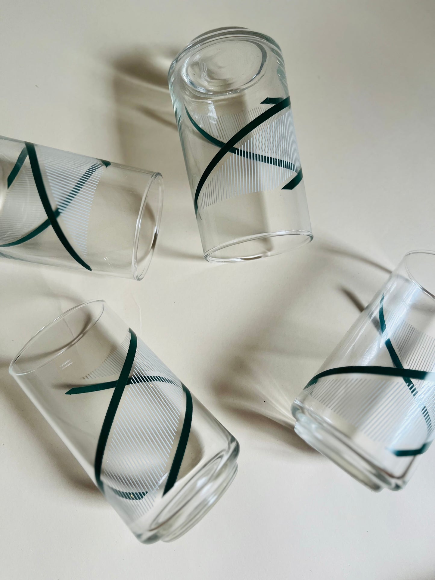1980s Green Swirl Drinking Glasses | Set of 4