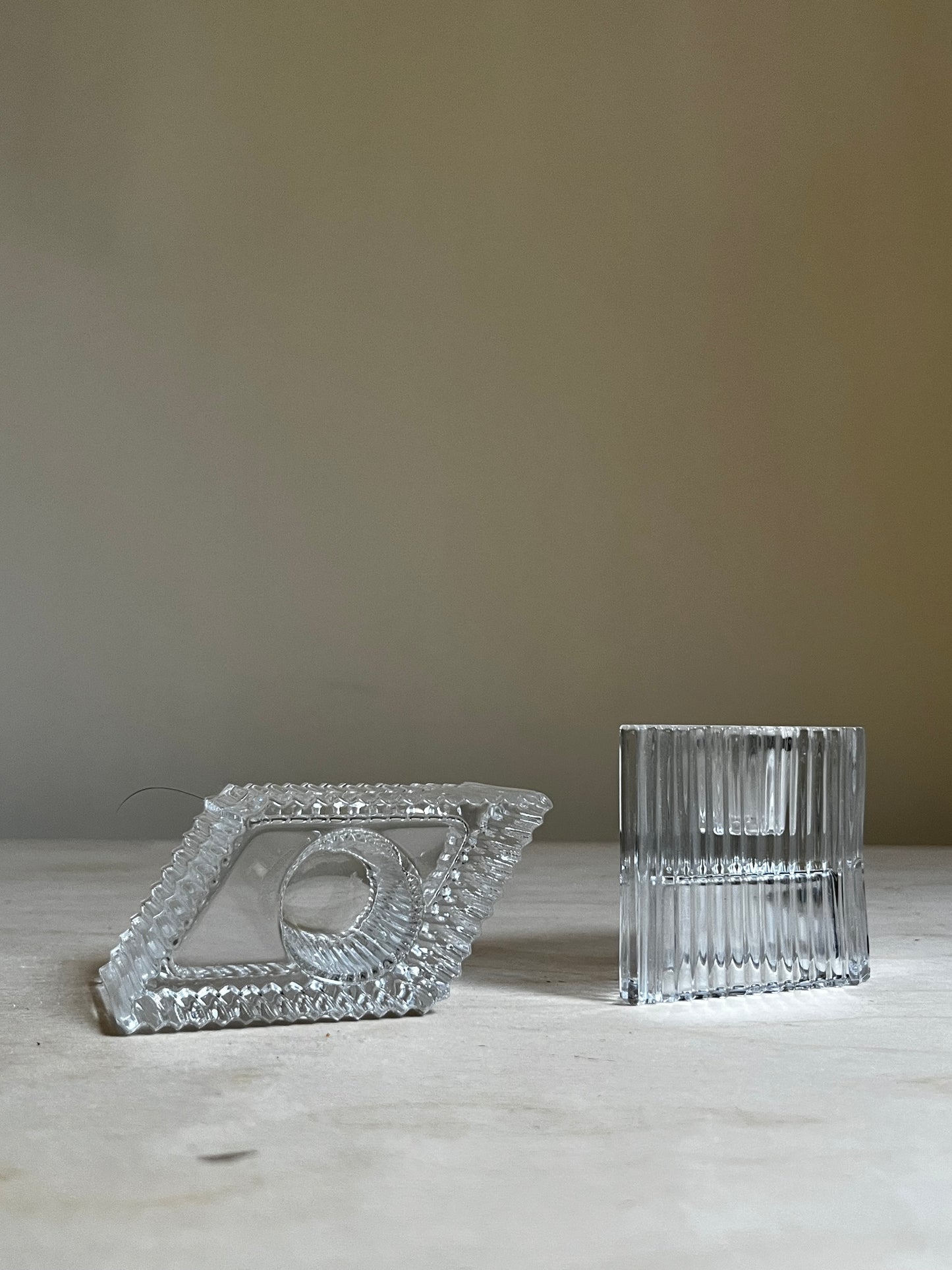 1984 Avon Gallery Originals Crystal Ribbed Taper Candle Holders | Set of 2