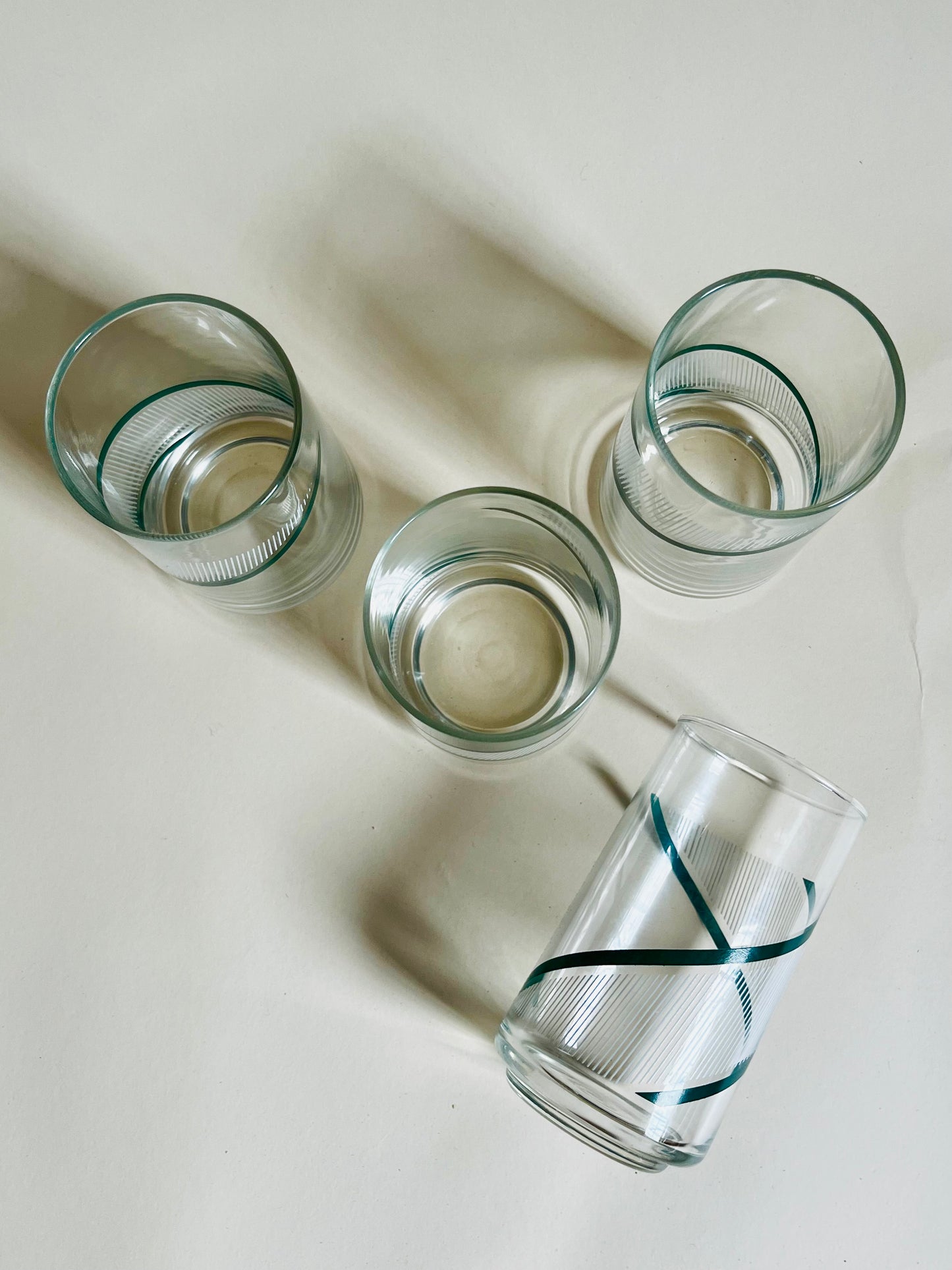1980s Green Swirl Drinking Glasses | Set of 4