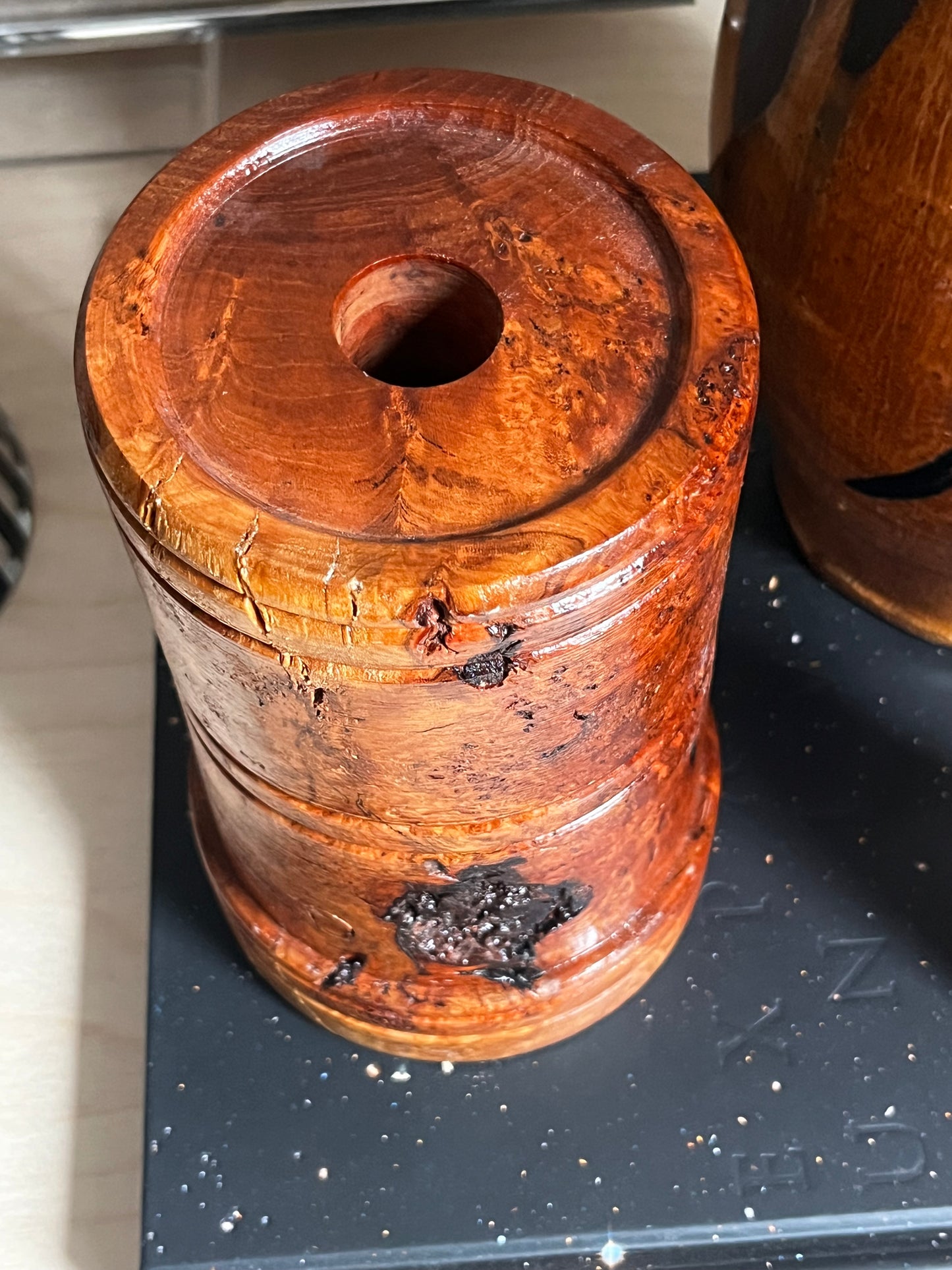 Burl Wood Taper Candle Holder | Hand Turned Sculptural Candlestick | 7”