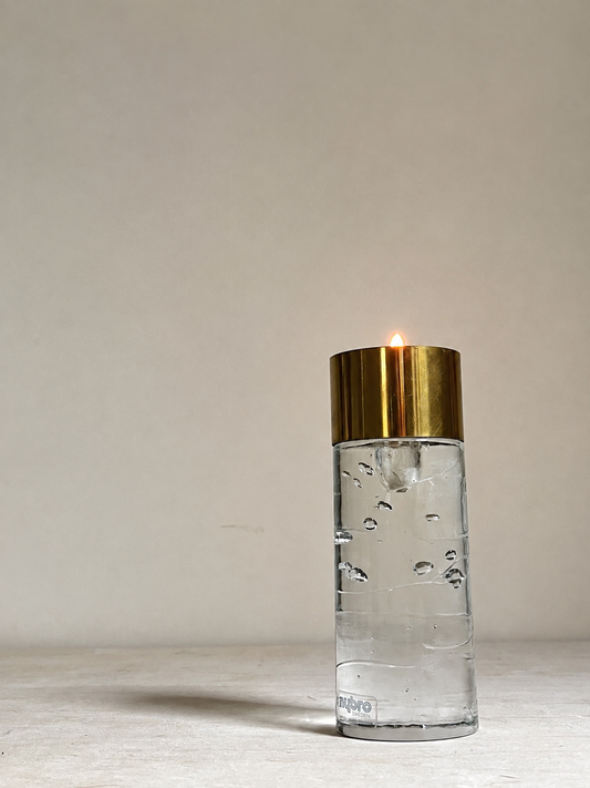 Nybro Glass + Brass Tealight Candle Holder