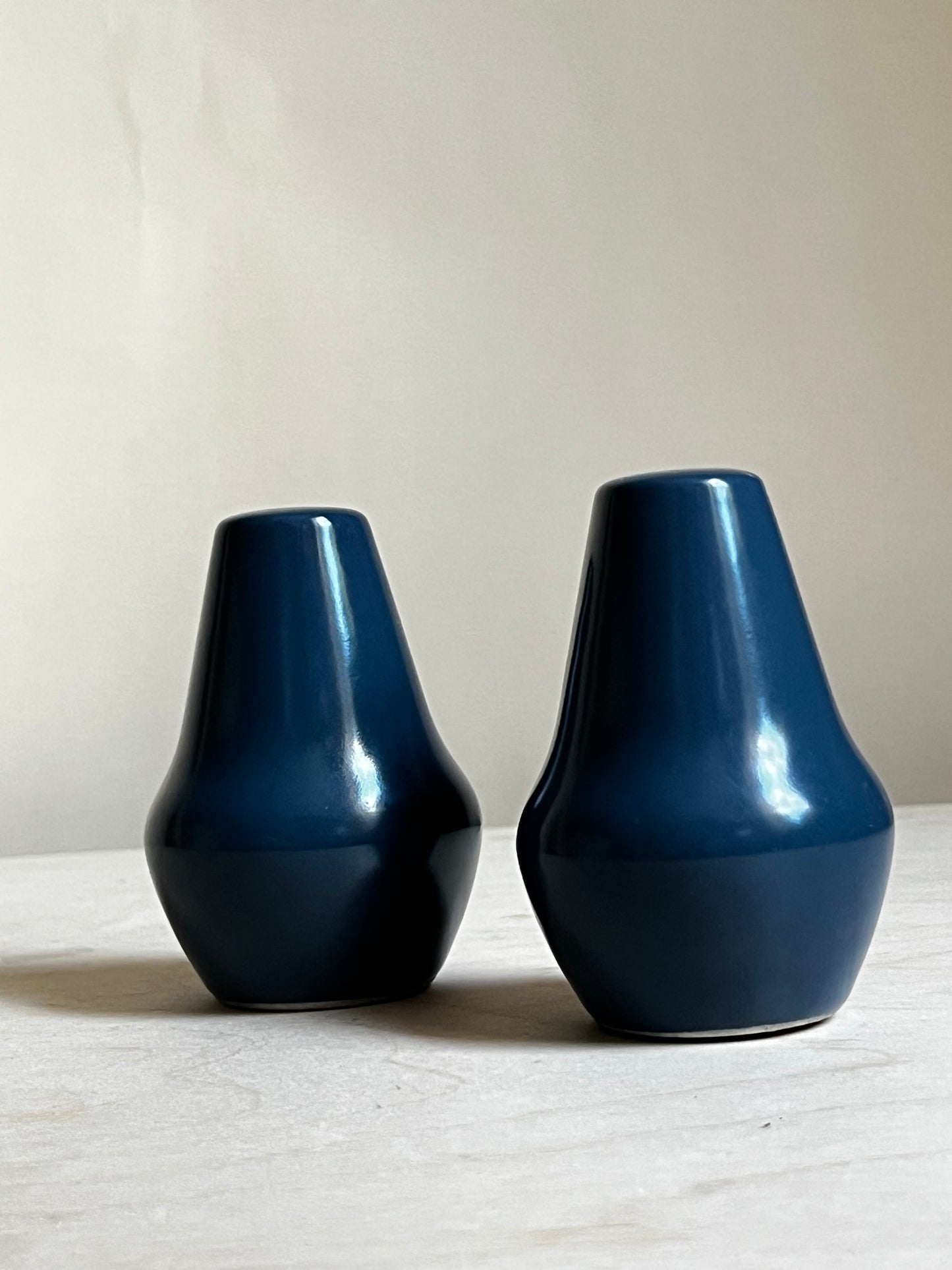 MCM Slate Blue Ceramic Salt & Pepper Shakers | Set of 2