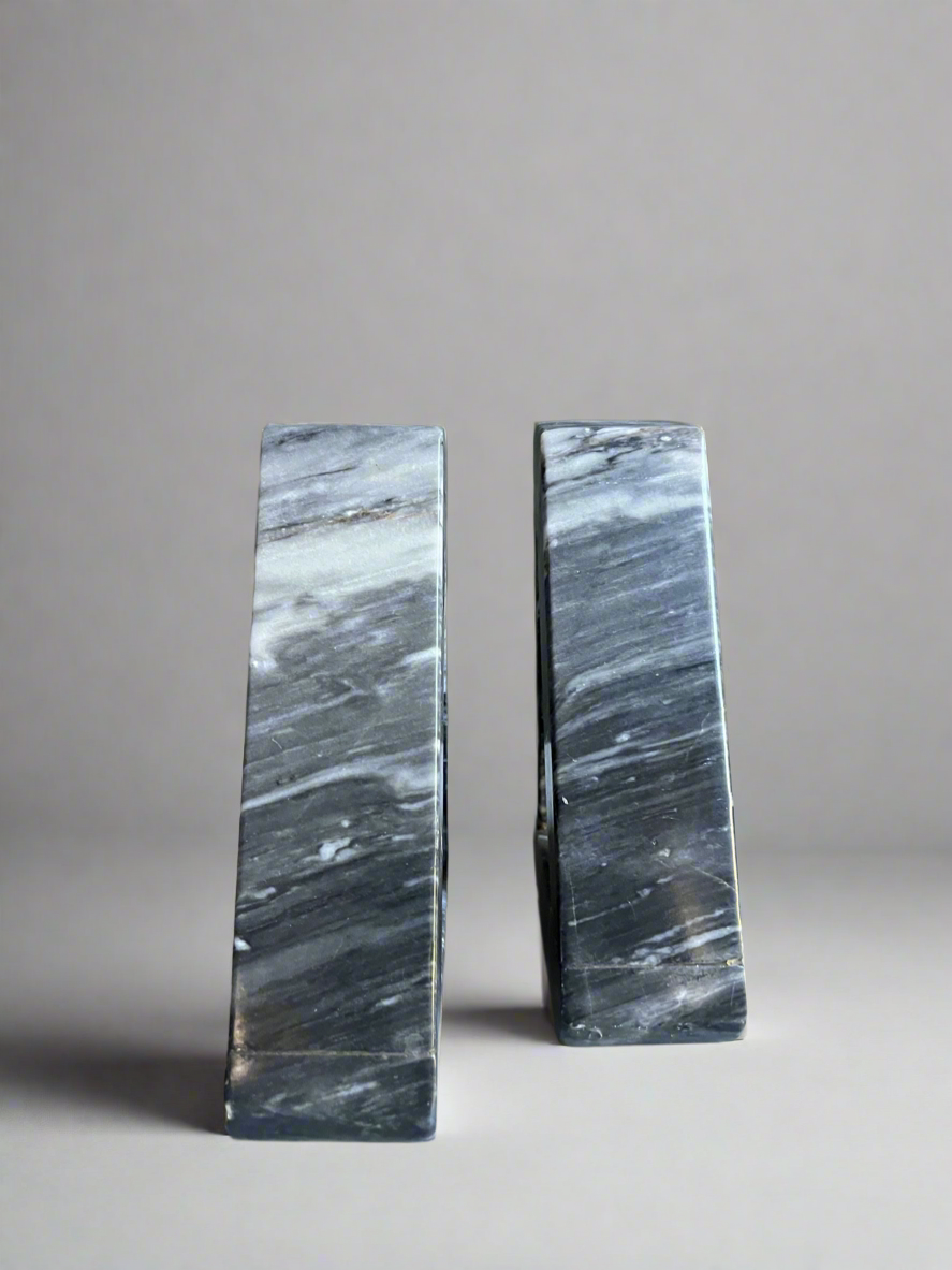 Modern Geometric Marble Bookends