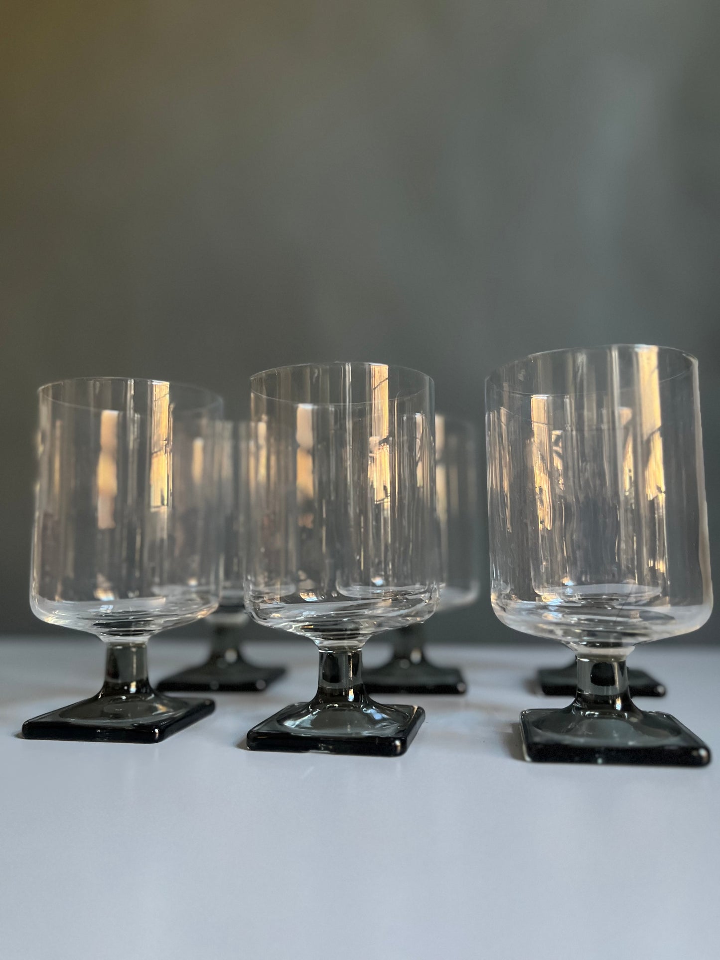 Federal Glass Nordic Midnight Smoked Gray Goblets | Set of 6