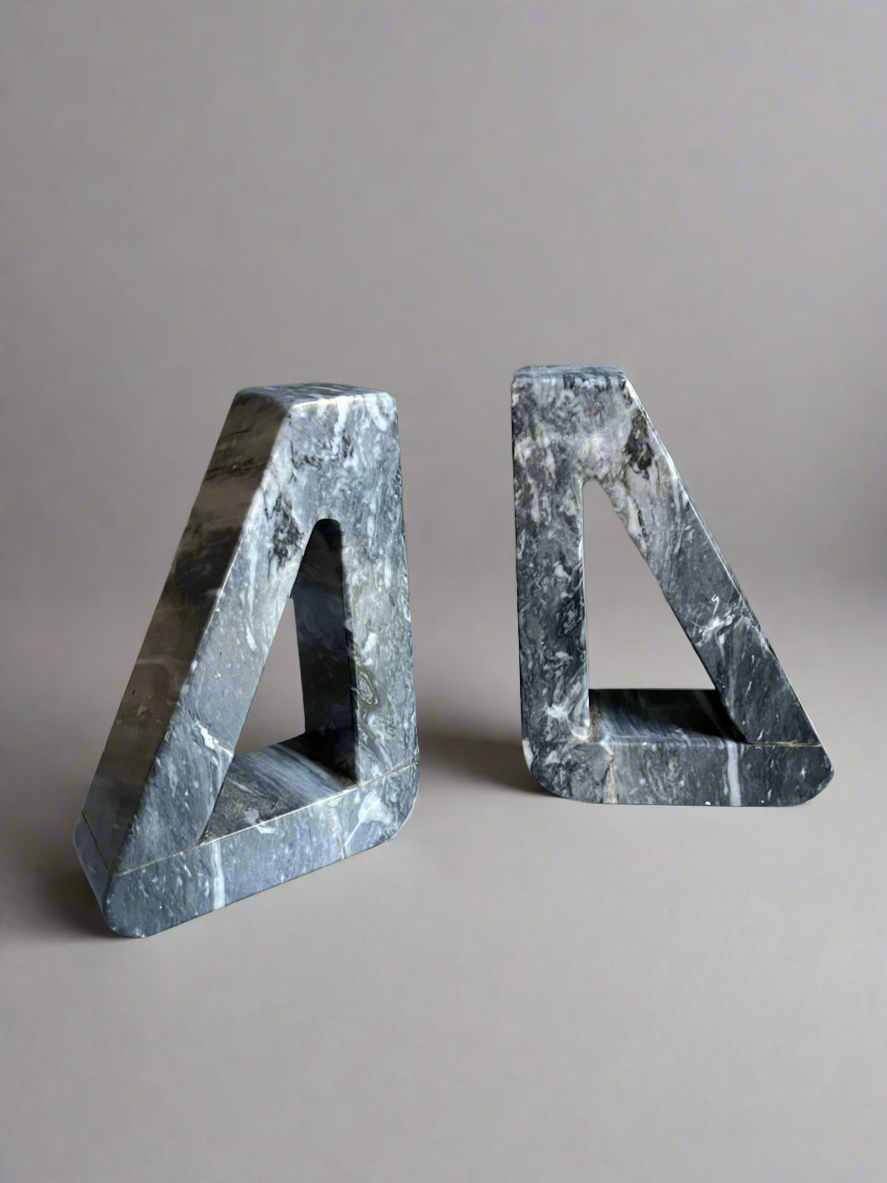 Modern Geometric Marble Bookends