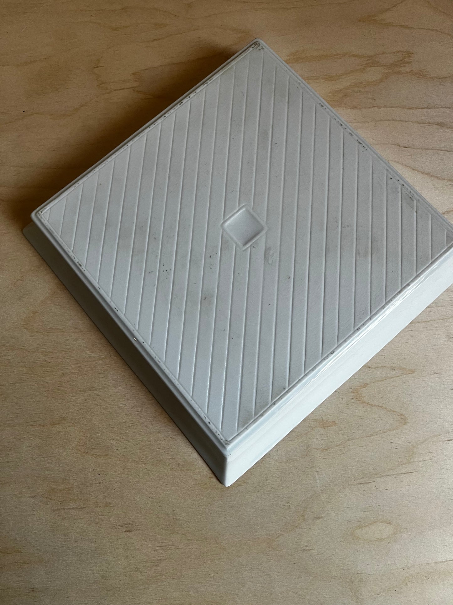 1980s Daniel Hechter Porcelain Catchall Tray | Gray & Gold Postmodern Design