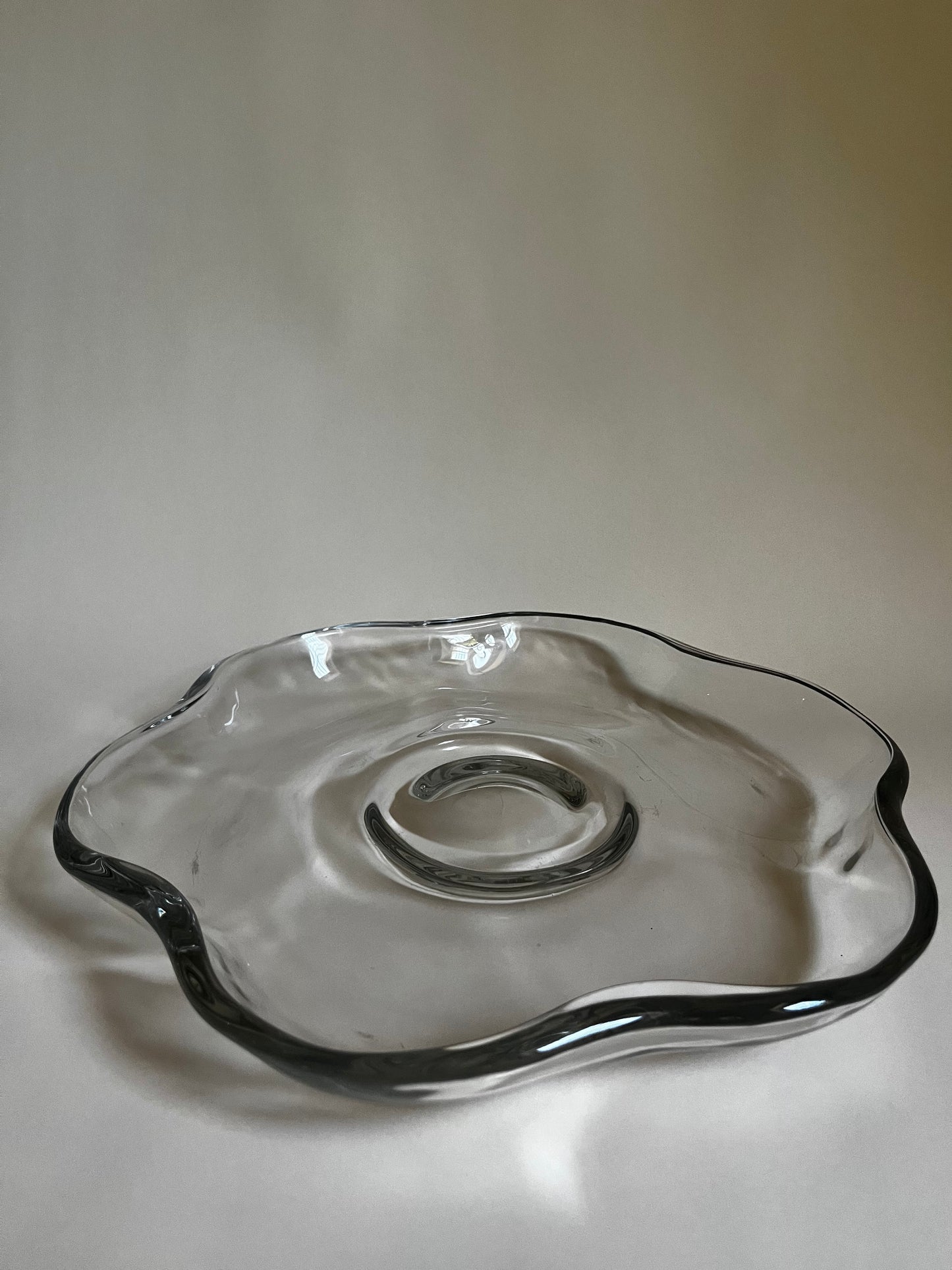 Fostoria ‘Lily Pad’ Crystal Bowl | Sculptural Organic Modern Centerpiece