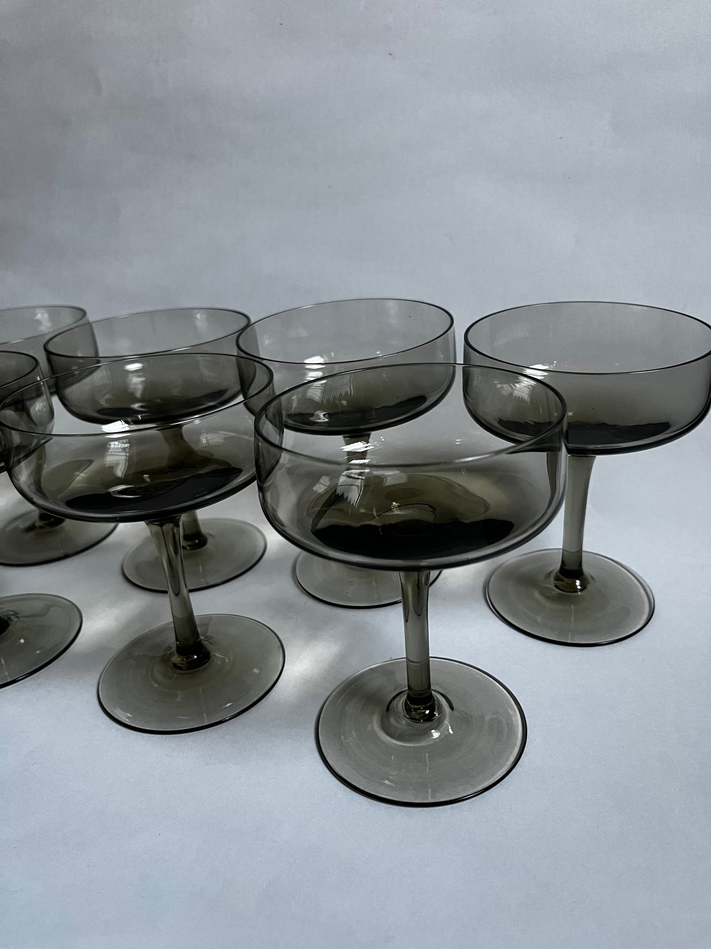 MCM Smokey Glass Coupes | Set of 8