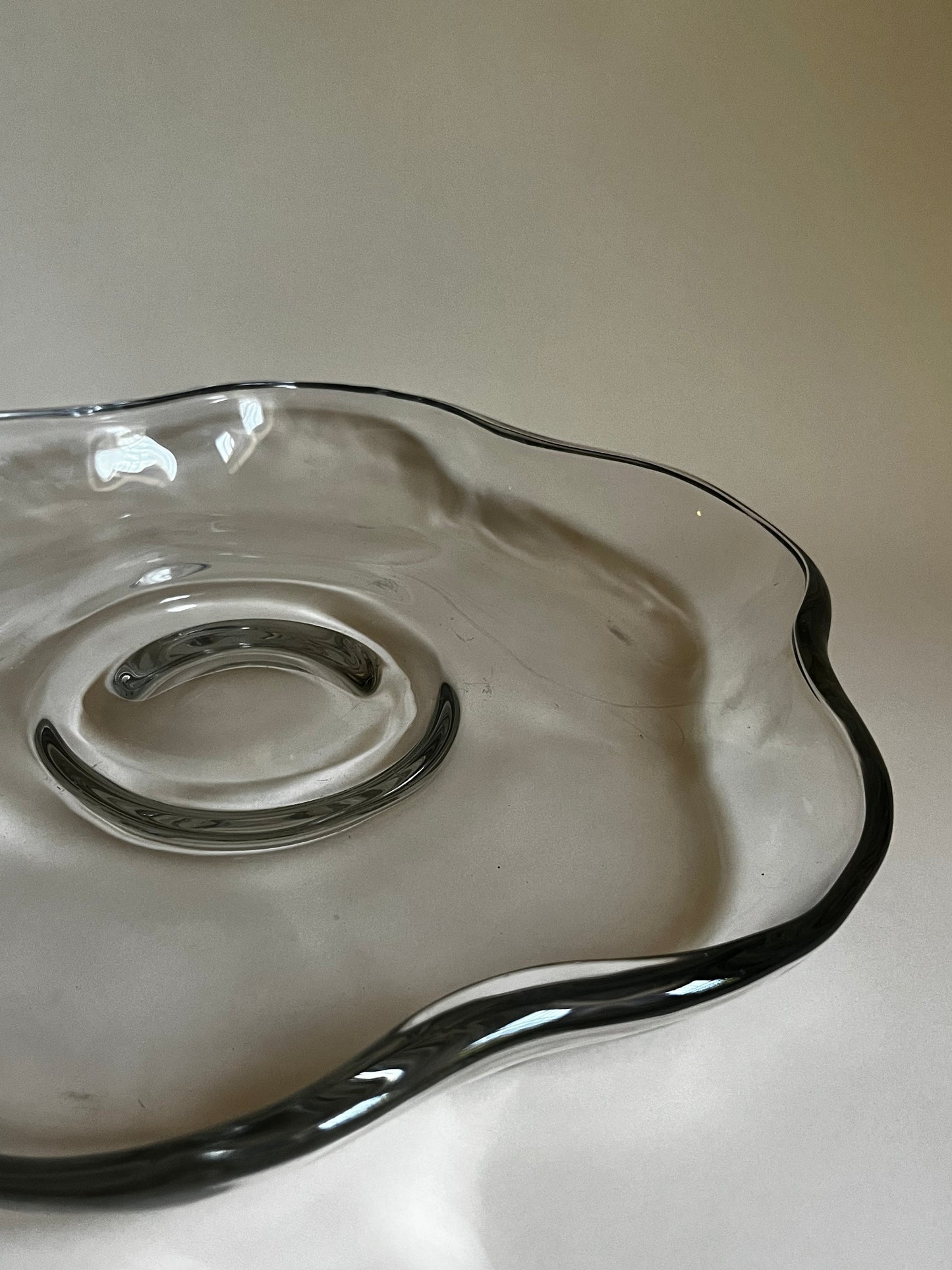 Fostoria ‘Lily Pad’ Crystal Bowl | Sculptural Organic Modern Centerpiece
