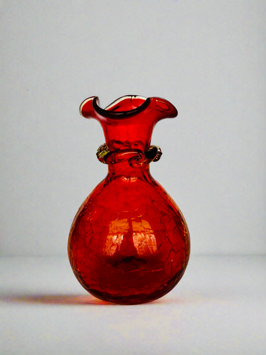 Hand-blown Red Orange Glass Vase | by Pilgrim Glass Company
