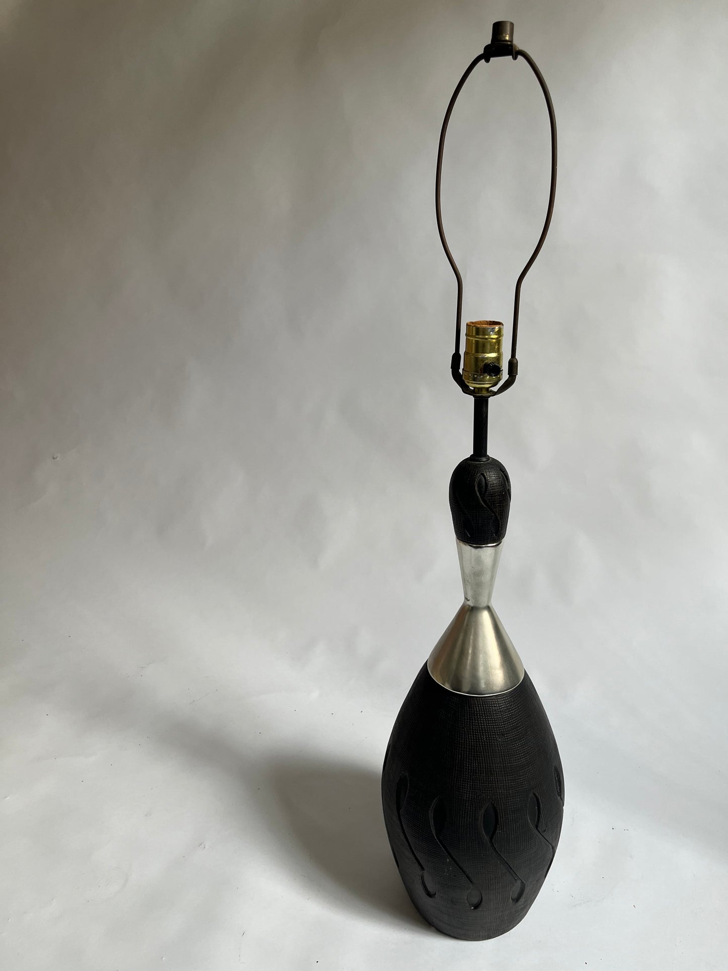 MCM Textured Table Lamp w. Aluminum Accent