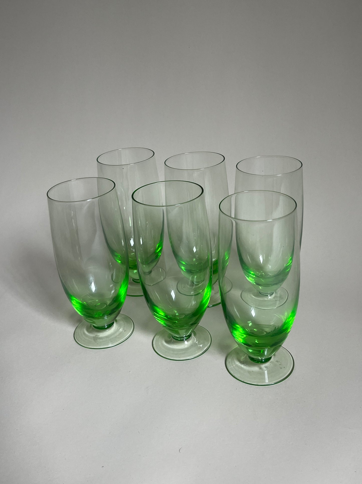 Lime Green Footed Cocktail Glasses | Set of 6