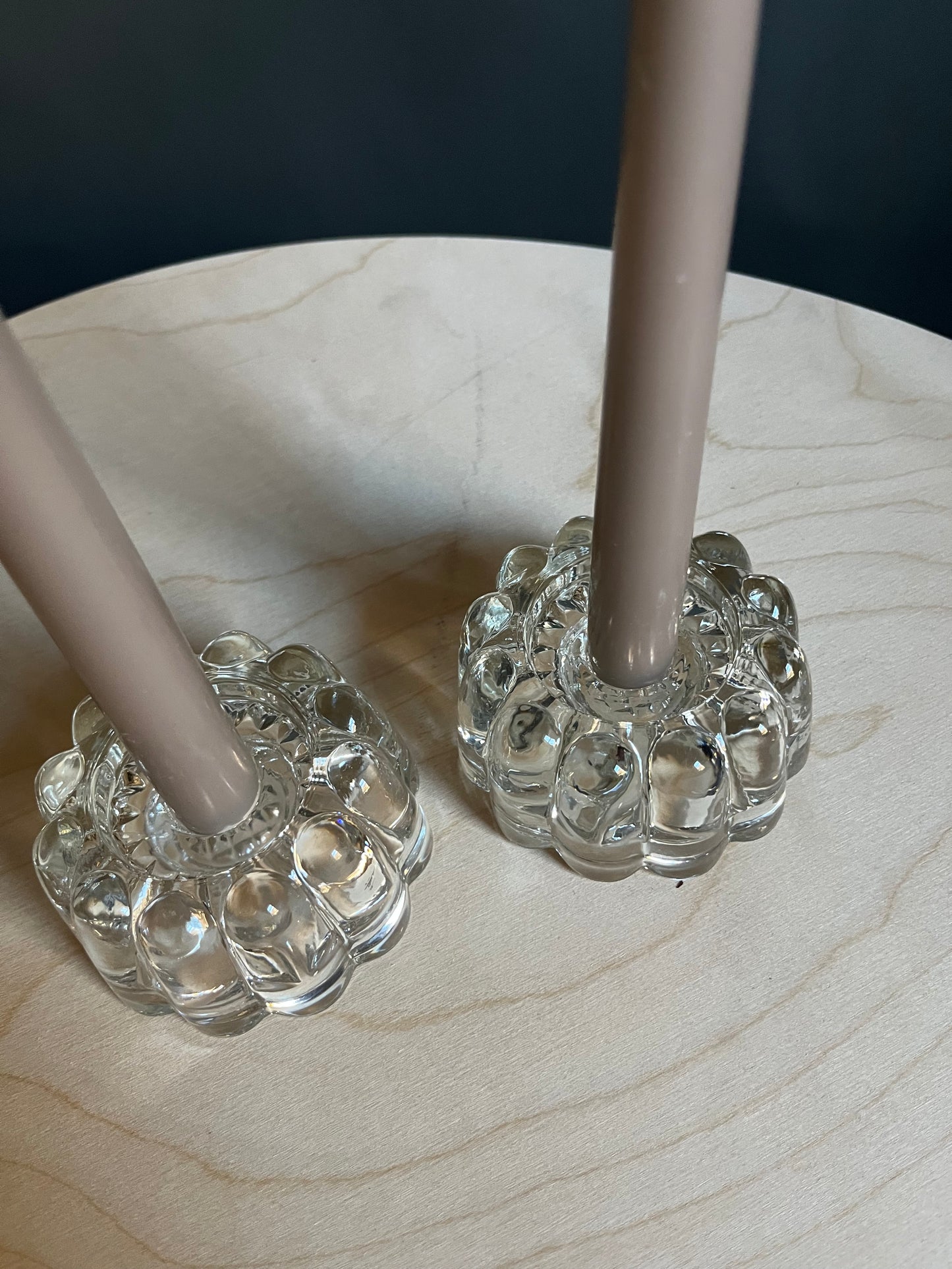 Chunky Bubble Glass Taper Holders | Set of 2