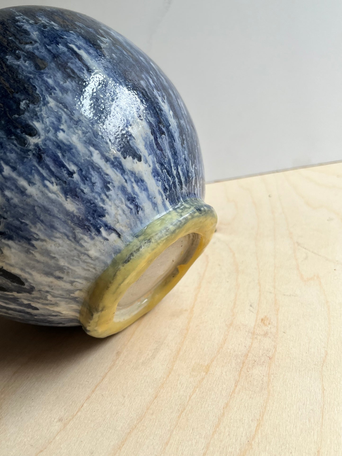 Studio Pottery Vase | Blue Drip Glaze