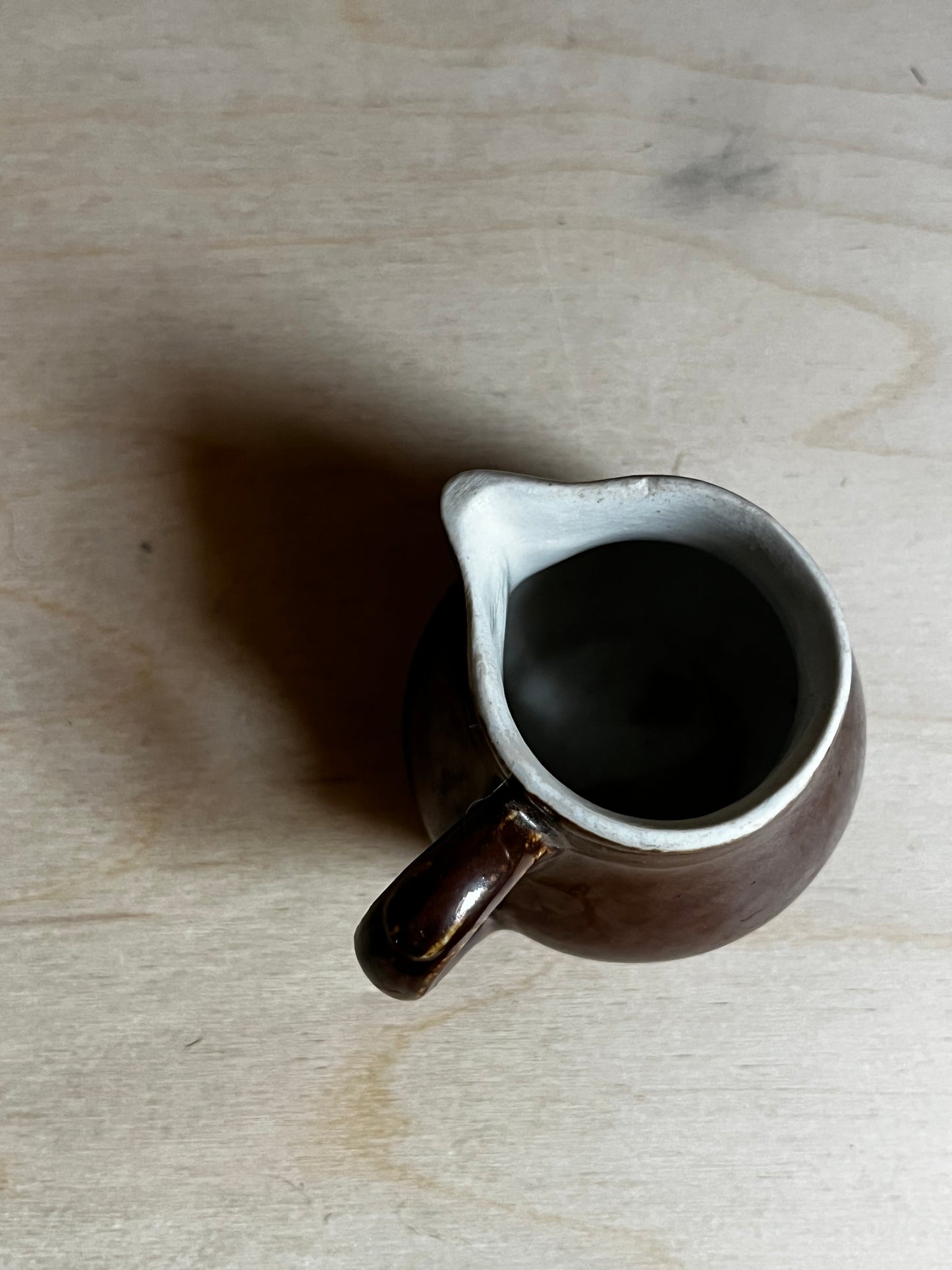 Mini Handthrown Clay Creamer Pitcher | Brown Glaze w. Matte Interior Bud Vase
