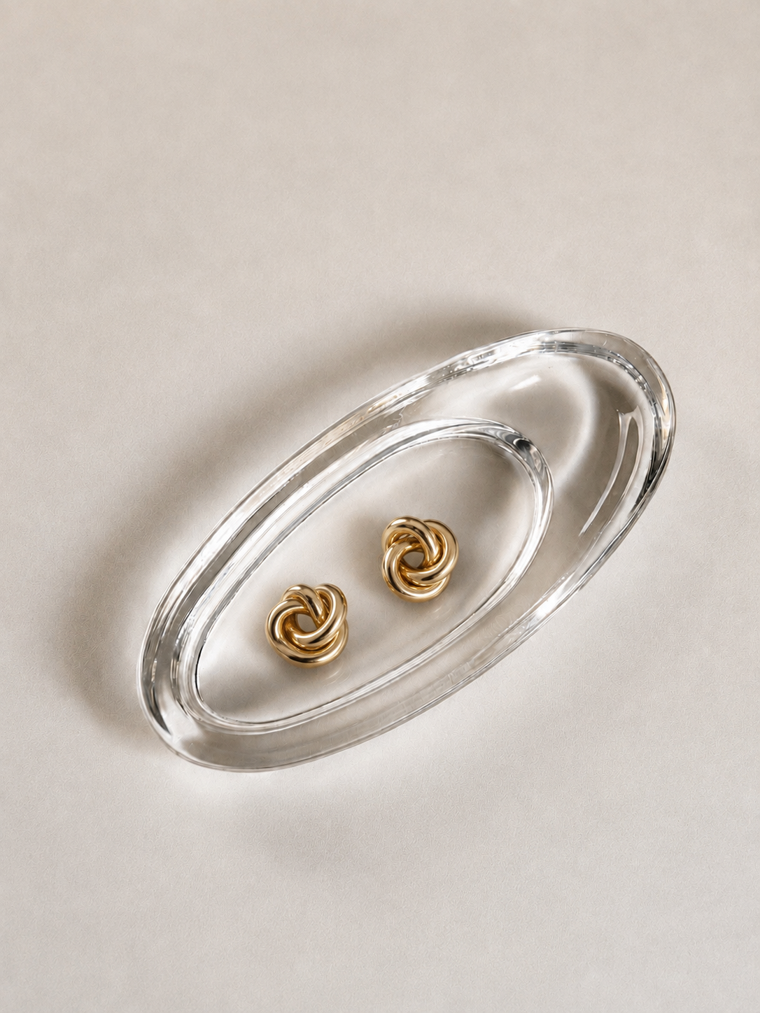 Dansk Crystal Glass Oval Trinket Dish | Thick Minimalist Catchall
