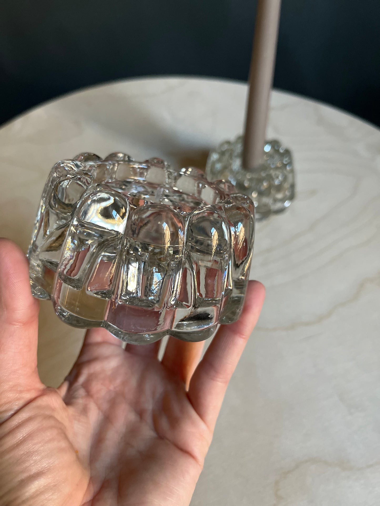 Chunky Bubble Glass Taper Holders | Set of 2