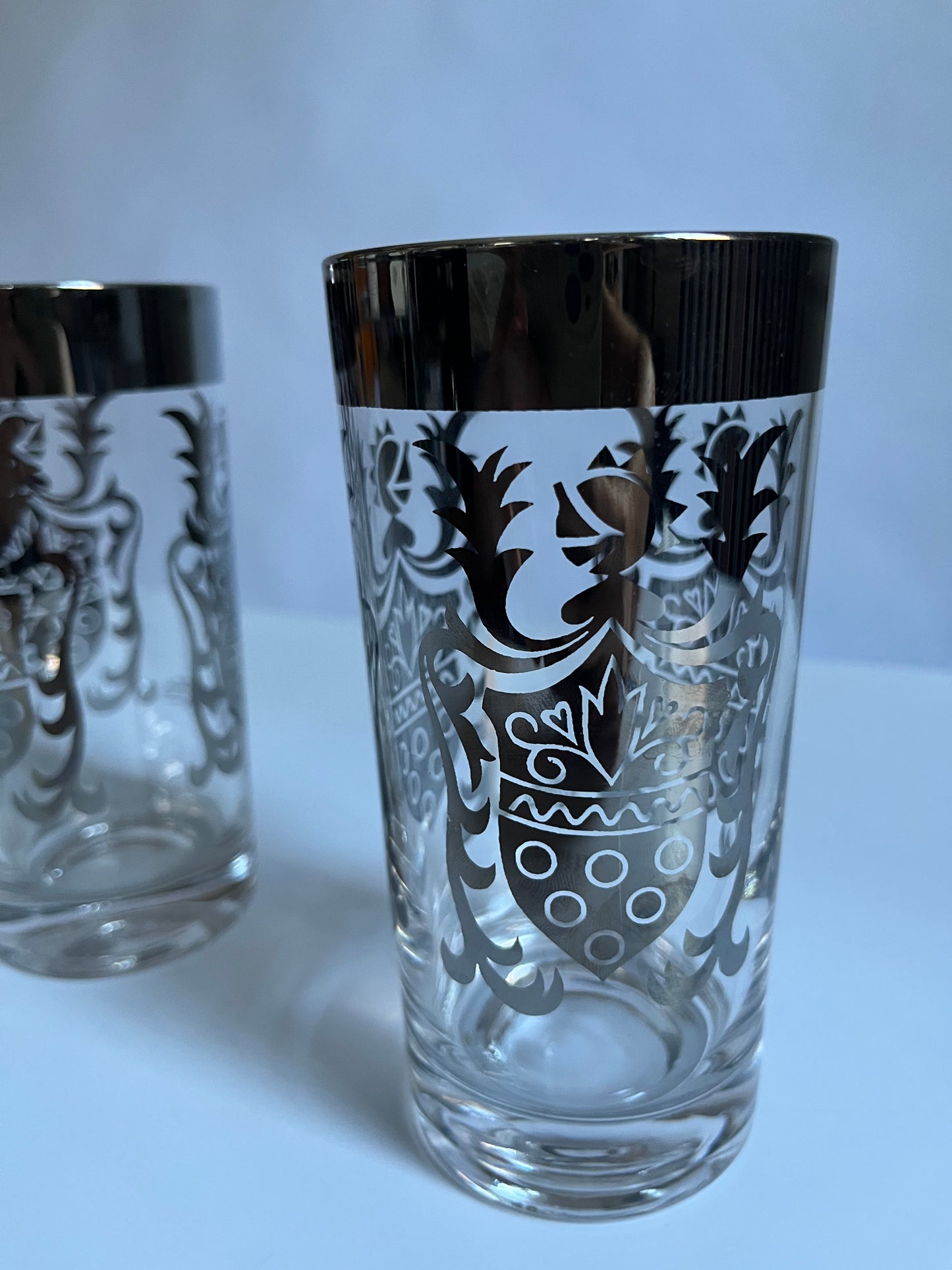 Kimiko Silver Crest Glasses | MCM Barware | Set of 3