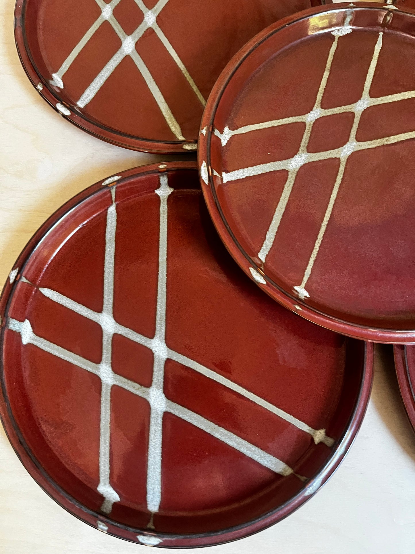 Ranmaru Japanese Stoneware Dinner Plates | Set of 5 Rust Brown Stripe – 10.25”