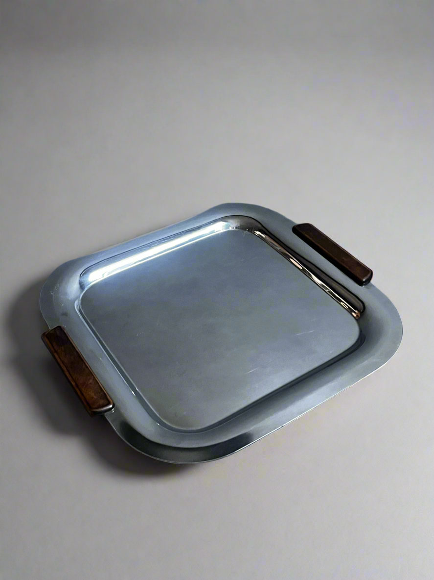 Stainless Steel Tray with Wood Handles