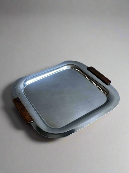 Stainless Steel Tray with Wood Handles