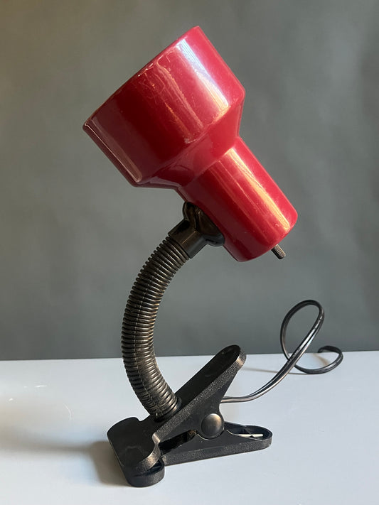 Maroon Gooseneck Clip Light | 1980s 1990s Mid century Revival