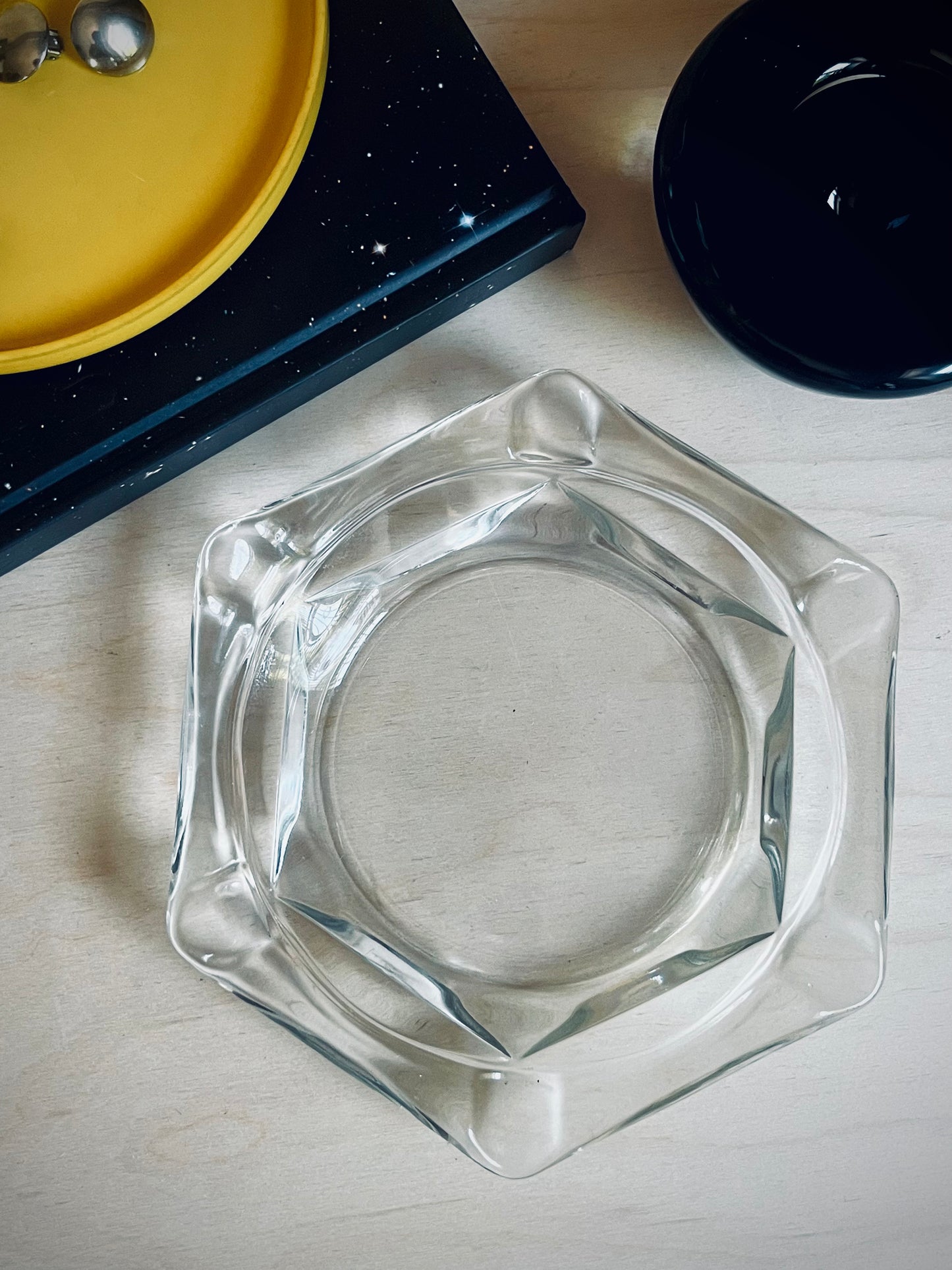 Glass Hexagon Catchall Dish | Geometric Jewelry Tray