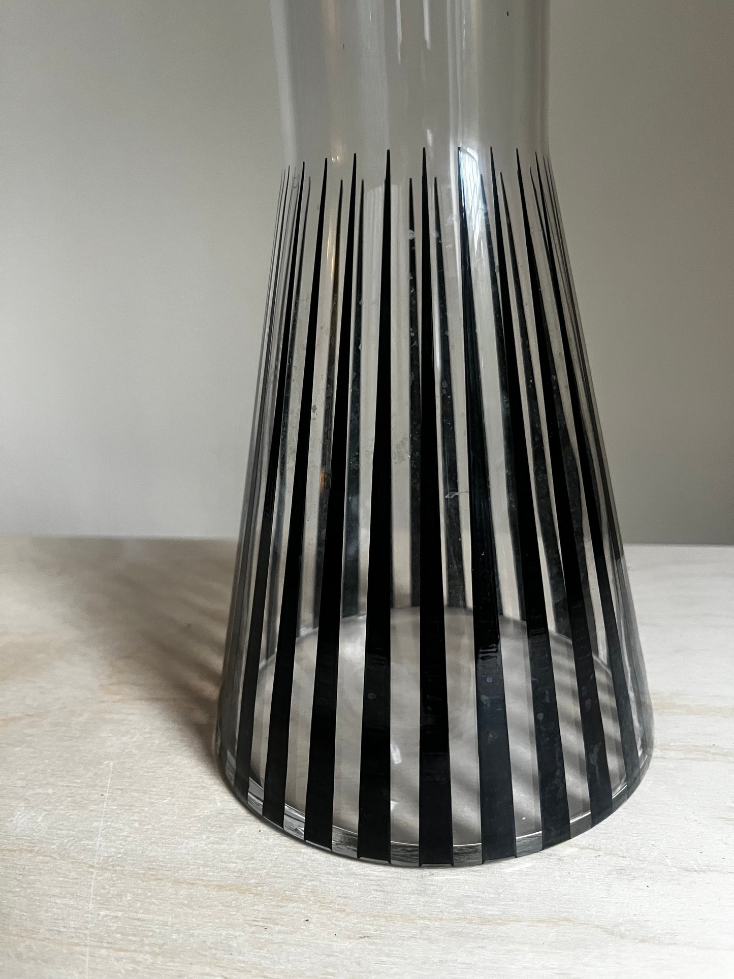 Nybro Sweden Crystal Carafe |Black Stripe Art Glass Pitcher | Scandinavian Modern Decanter