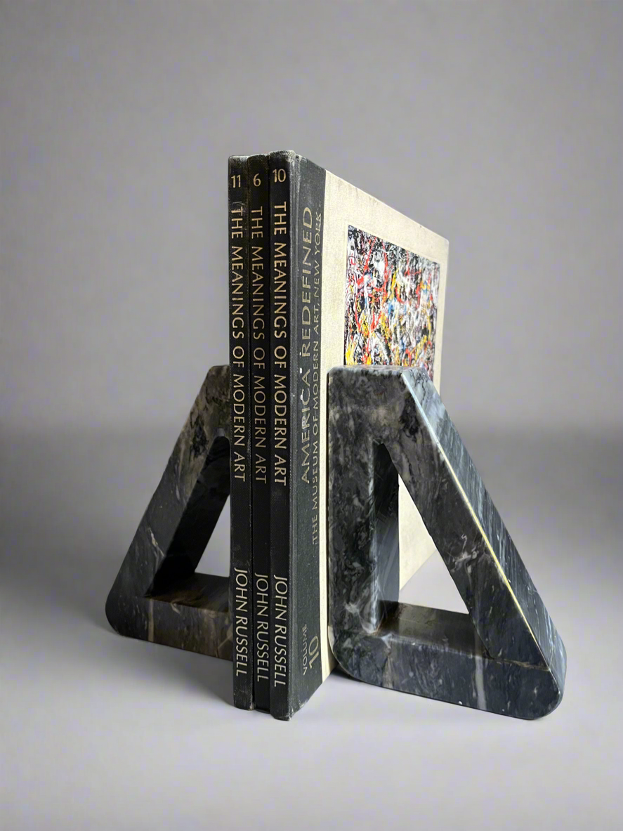 Modern Geometric Marble Bookends