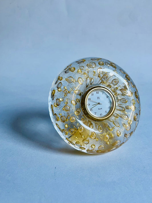 Murano Glass Desk Clock with Gold Foil | Made in Italy