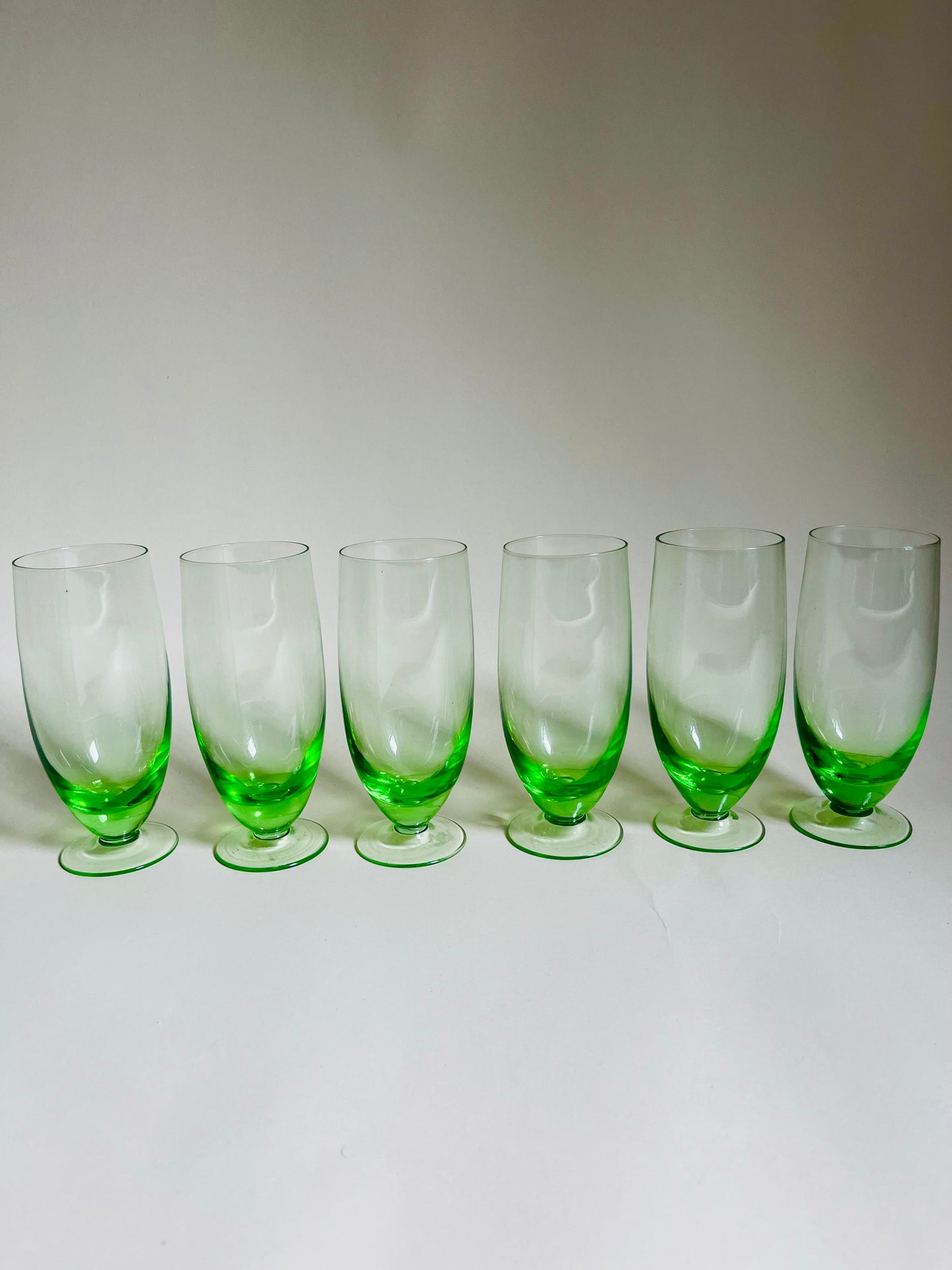 Lime Green Footed Cocktail Glasses | Set of 6