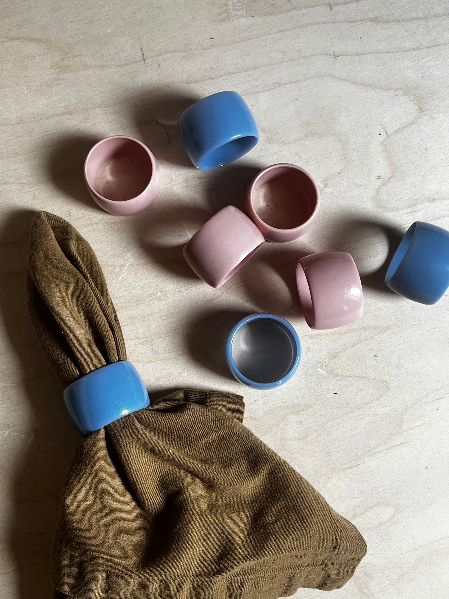 Postmodern Napkin Rings | Blue + Pink | Set of 8