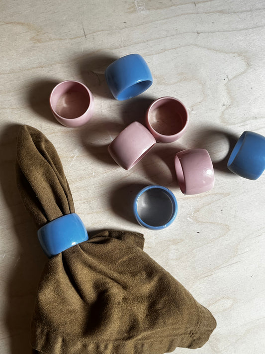 Postmodern Napkin Rings | Blue + Pink | Set of 8