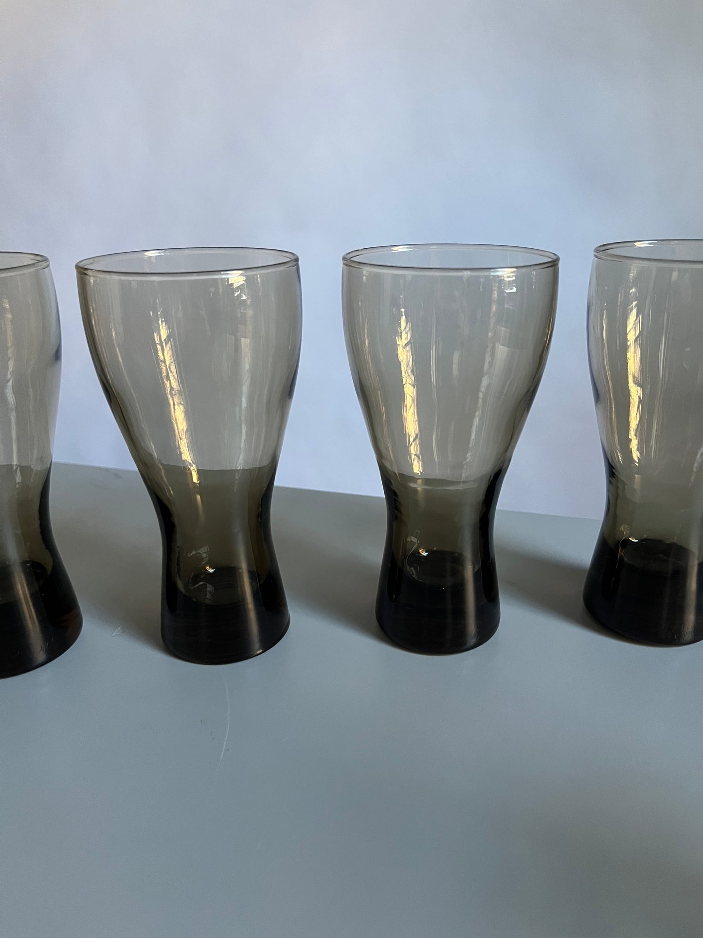 1970s Smoky Pilsner Glasses | MCM Barware | Set of 6