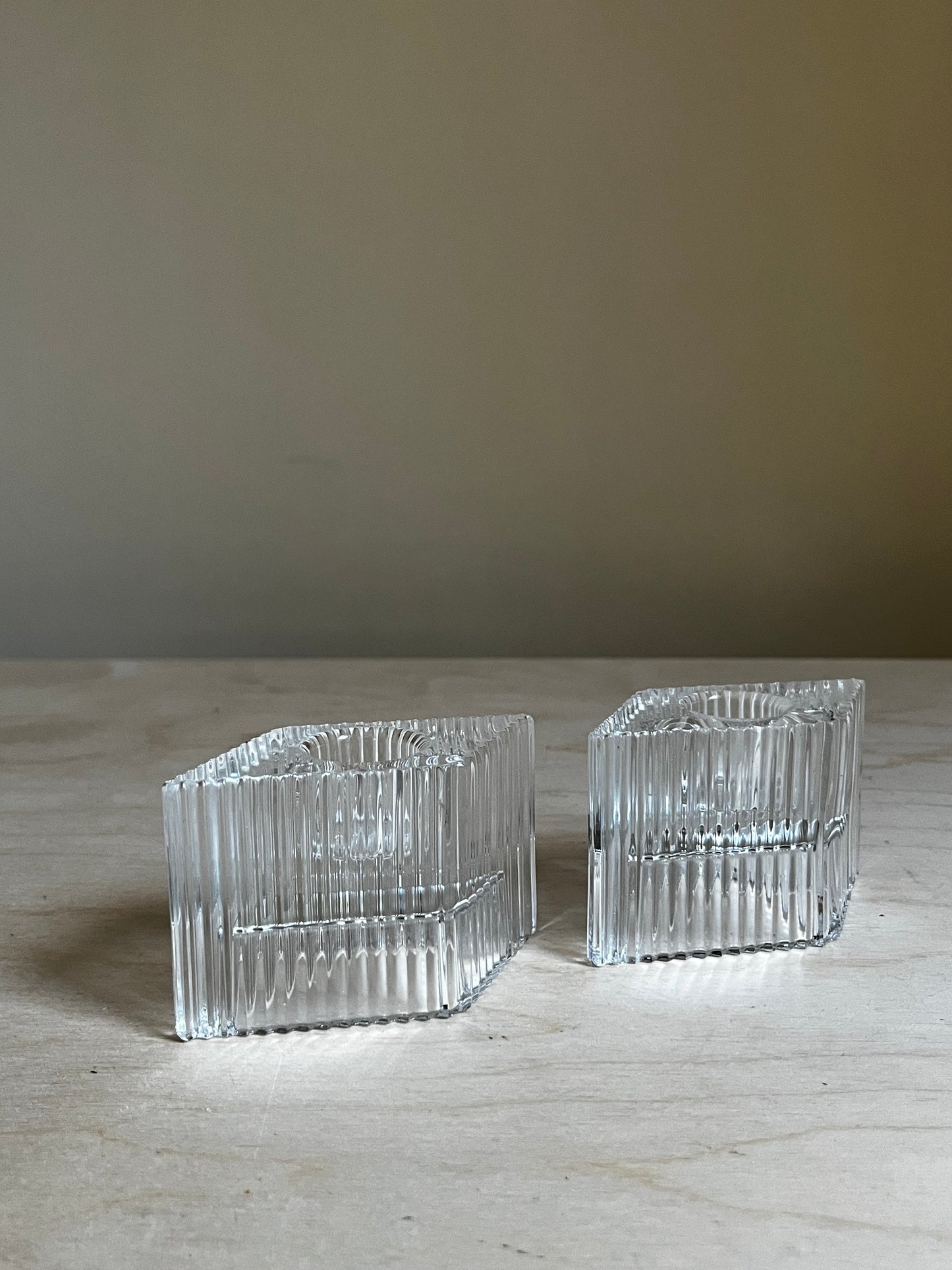 1984 Avon Gallery Originals Crystal Ribbed Taper Candle Holders | Set of 2