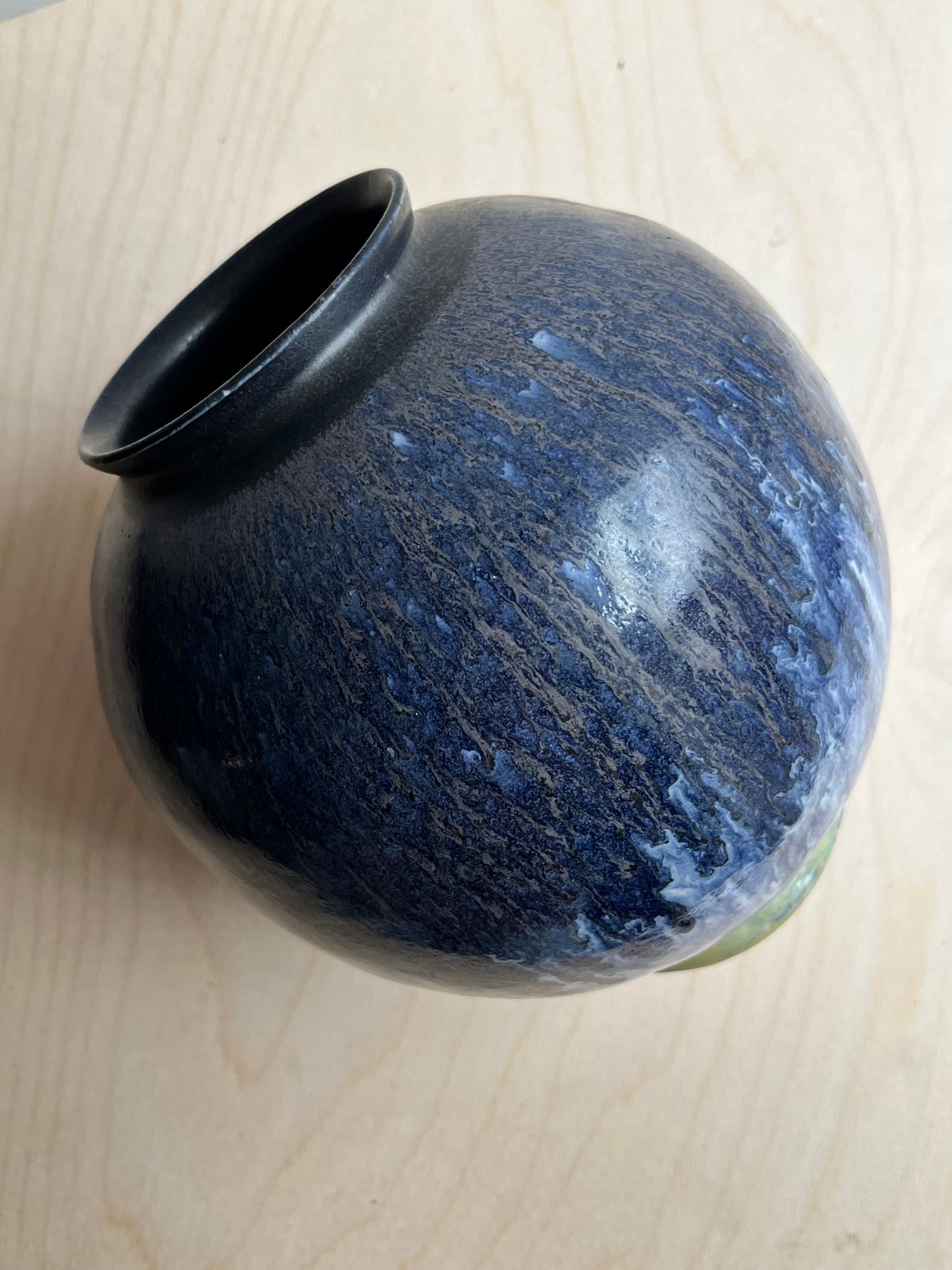 Studio Pottery Vase | Blue Drip Glaze