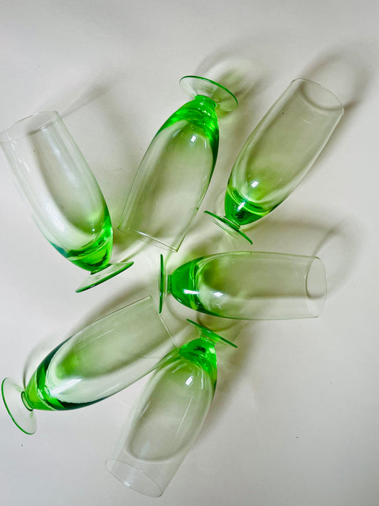 Lime Green Footed Cocktail Glasses | Set of 6