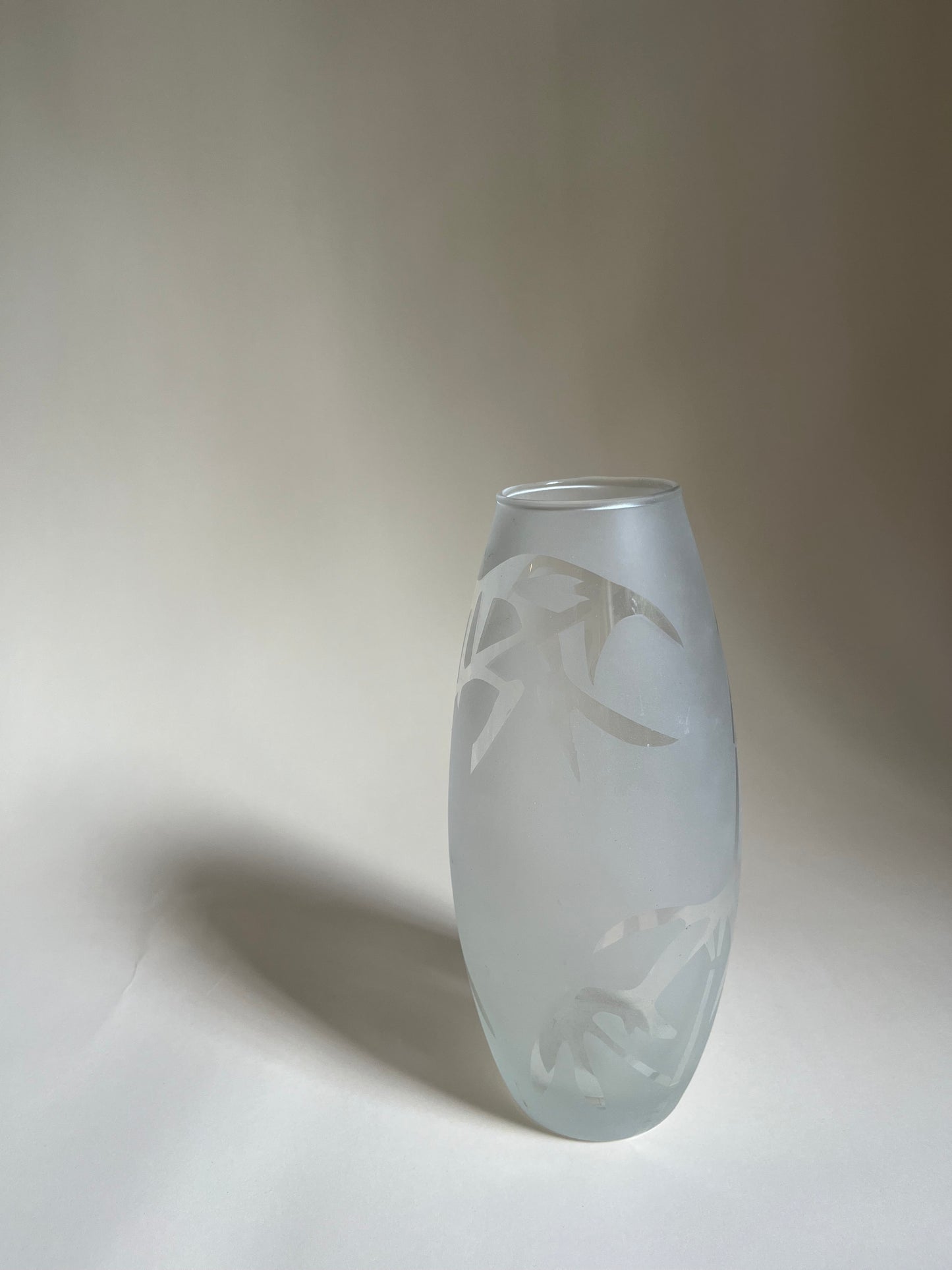 Frosted Glass Vase w. Organic Motif