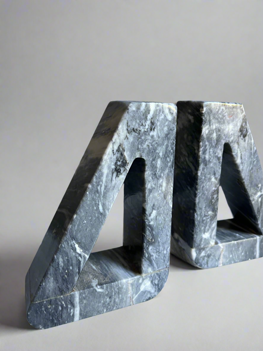 Modern Geometric Marble Bookends