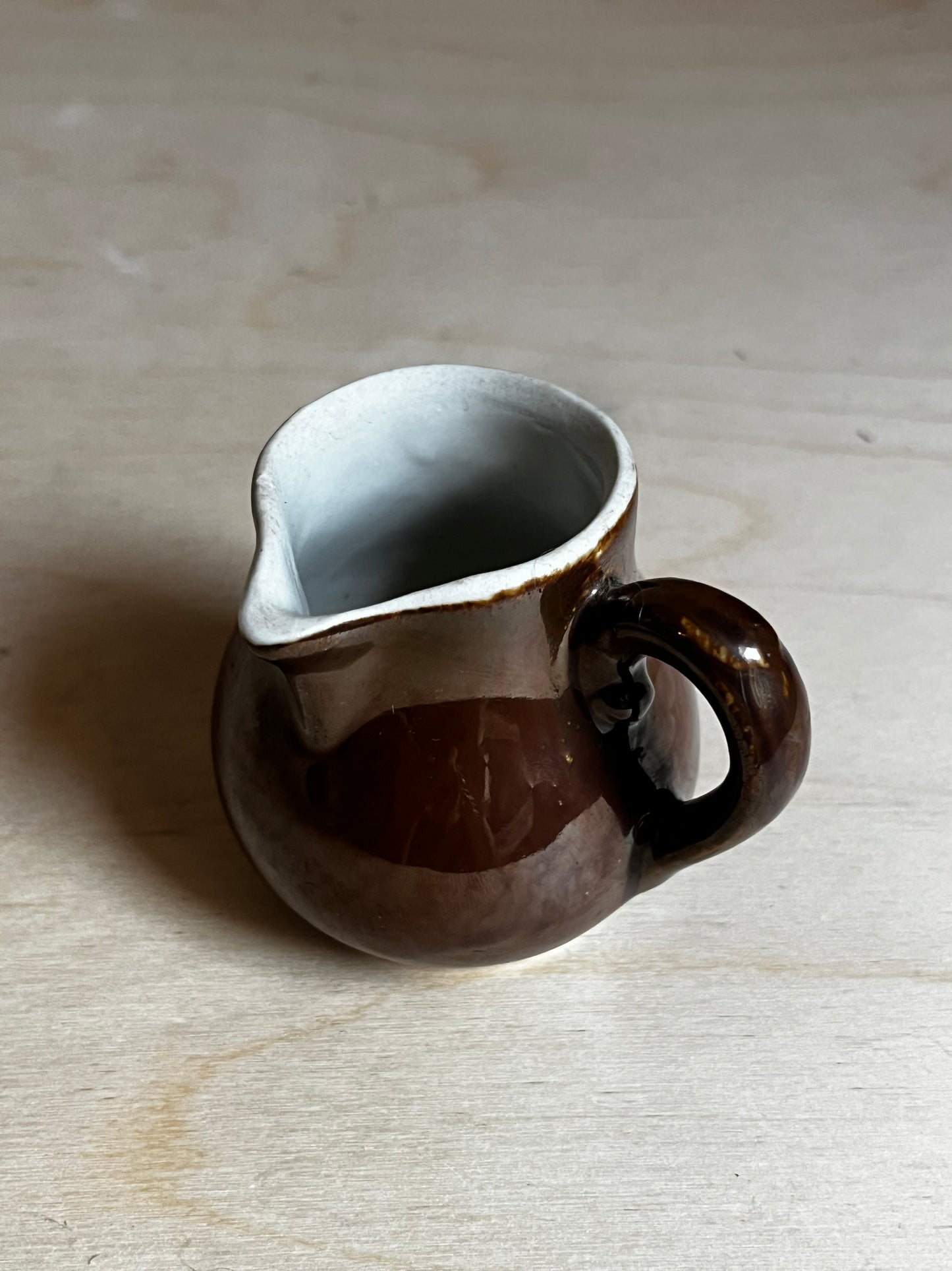 Mini Handthrown Clay Creamer Pitcher | Brown Glaze w. Matte Interior Bud Vase