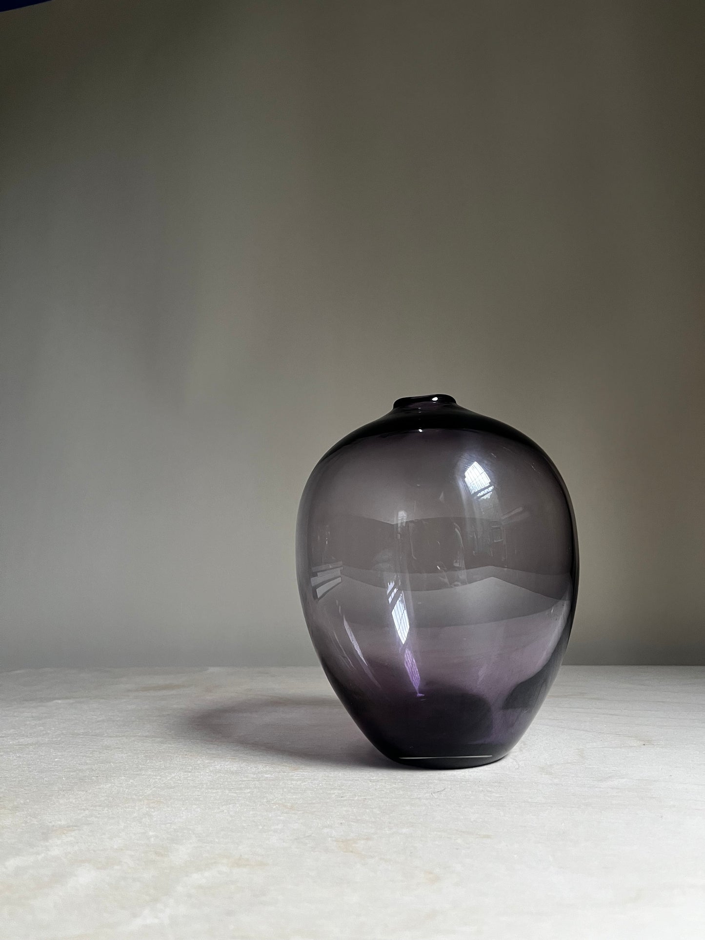 Vintage Hand Blown Amethyst Art Glass Vase | Smoky Purple Studio Glass