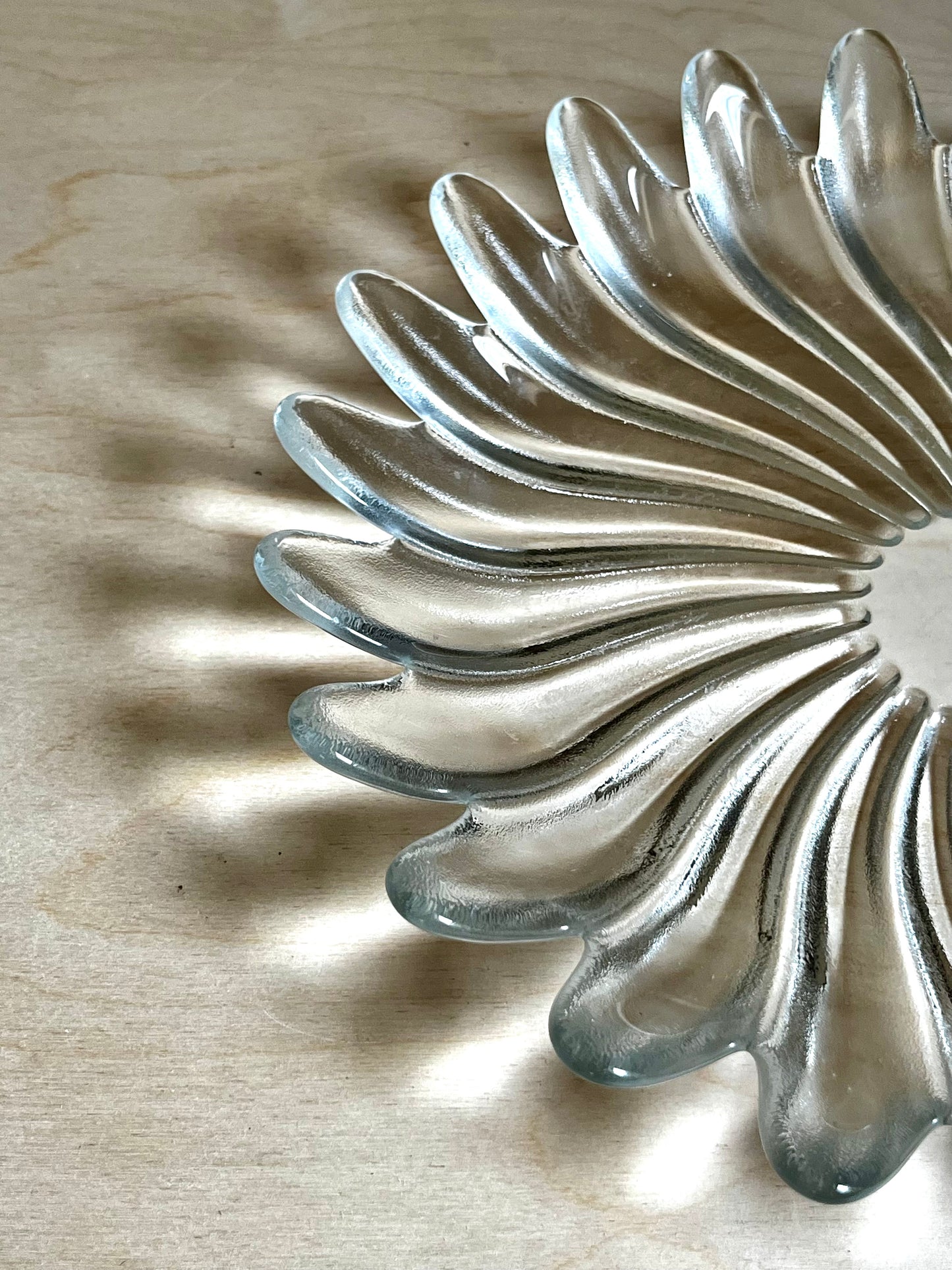 Studio Nova Solaris Sunburst Glass Platter | Textured Clear Glass Centerpiece Bowl | 13”