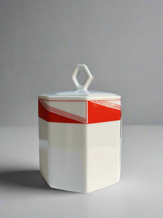 Modern Ceramic Sugar Bowl | Red Pinwheel Design by Daniel Hechter