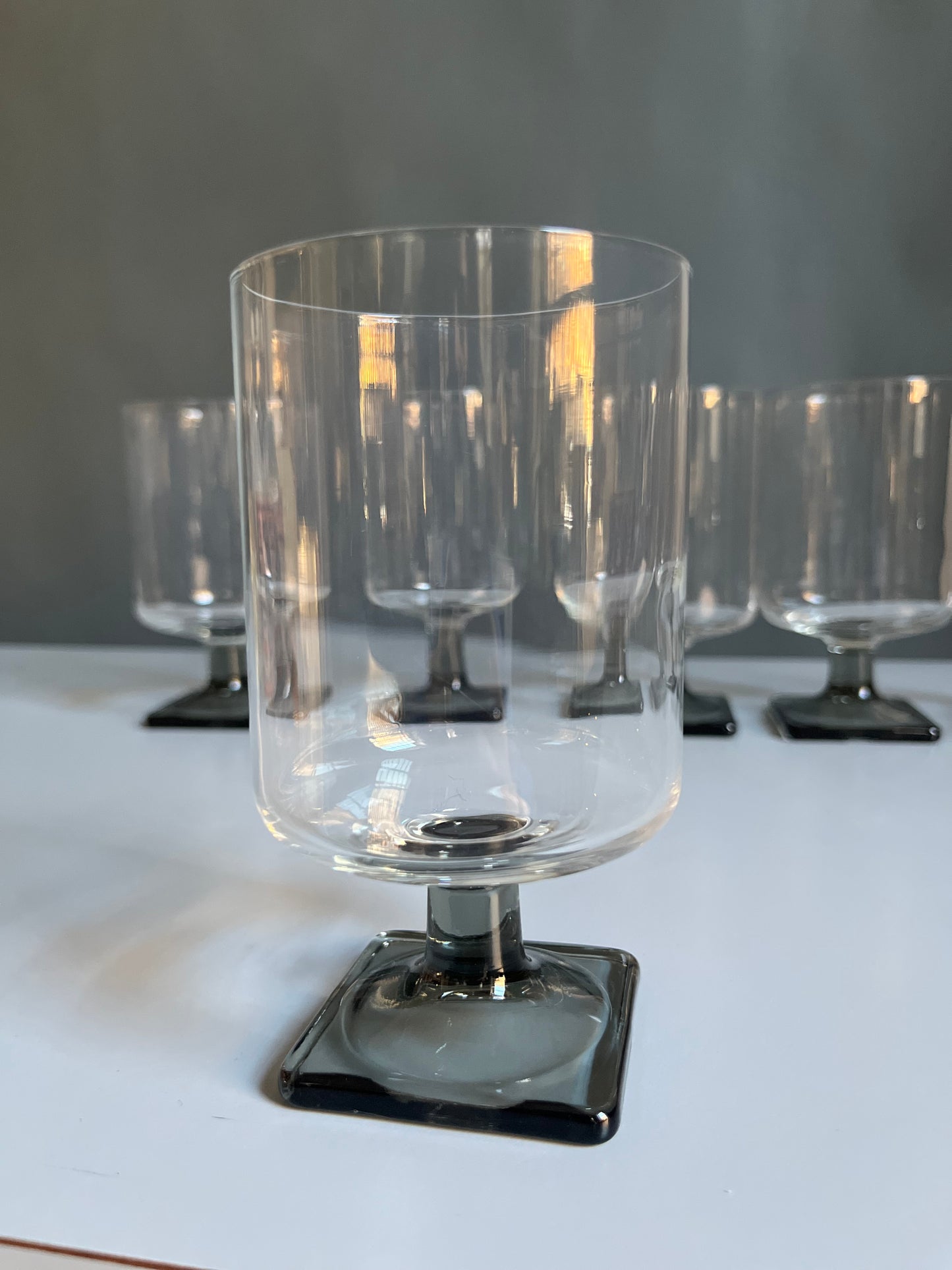 Federal Glass Nordic Midnight Smoked Gray Goblets | Set of 6