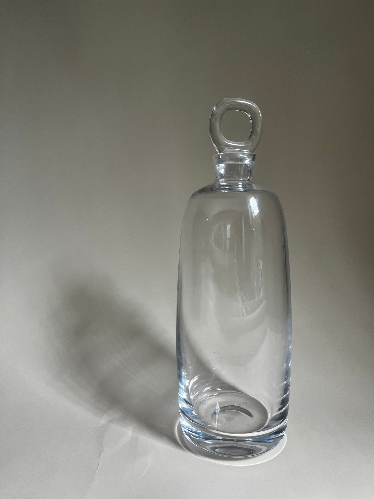 Crystal Decanter with Sculptural Loop Stopper | Heavy Modernist Barware