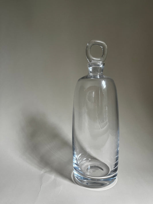 Crystal Decanter with Sculptural Loop Stopper | Heavy Modernist Barware