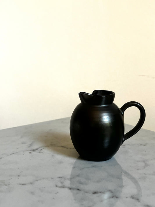 Handmade Studio Pottery Mini Creamer | Black Bronze Metallic Glaze