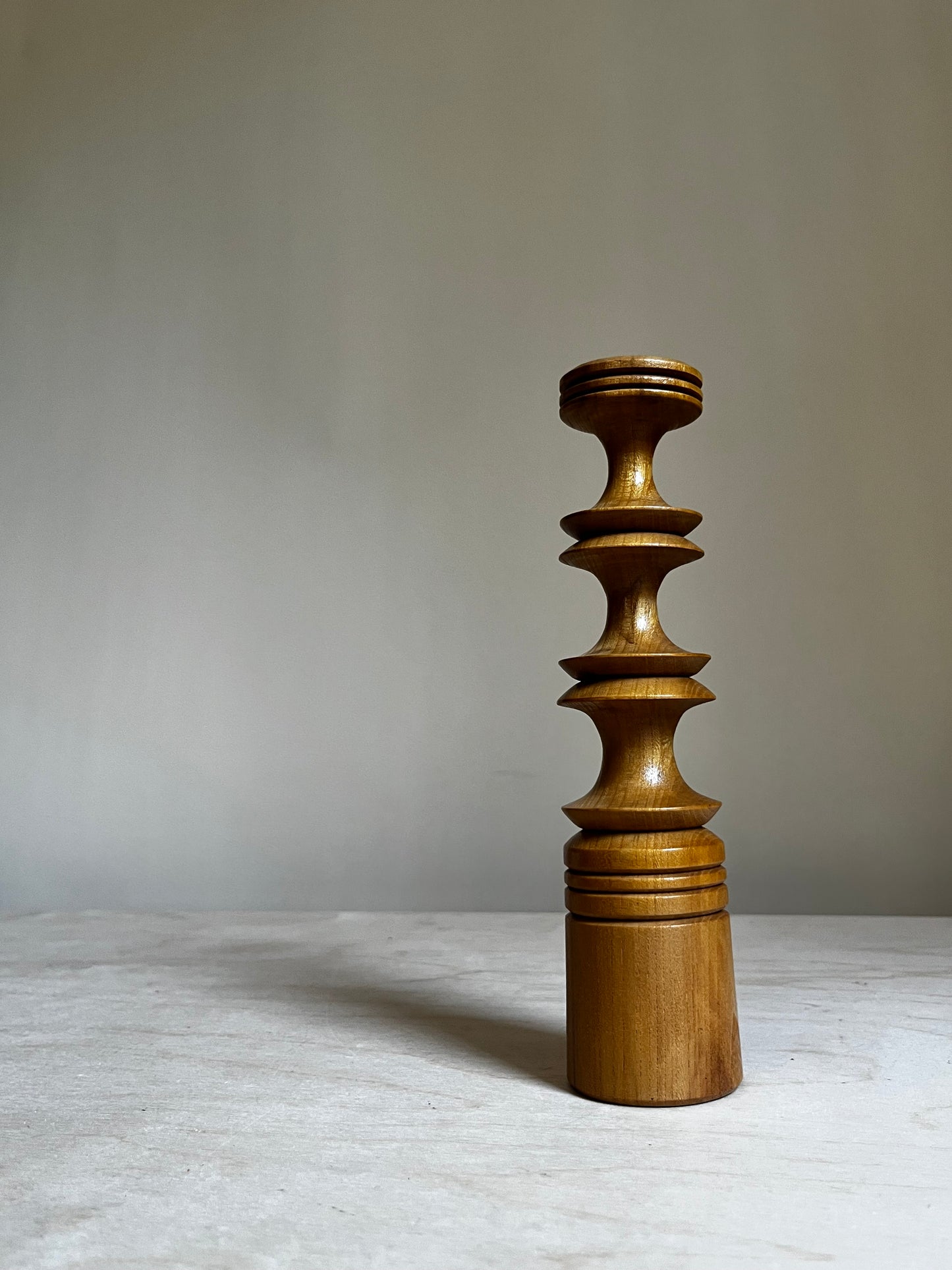 Scandinavian Modern Turned Wood Taper Candle Holder