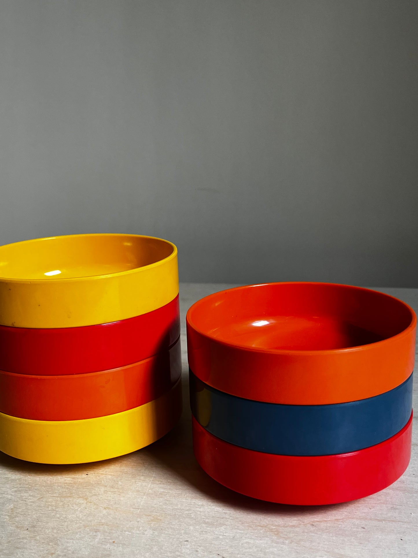 Rosti Mepal Melamine Snack Bowls | Set of 7 |Danish Modern Primary Colors